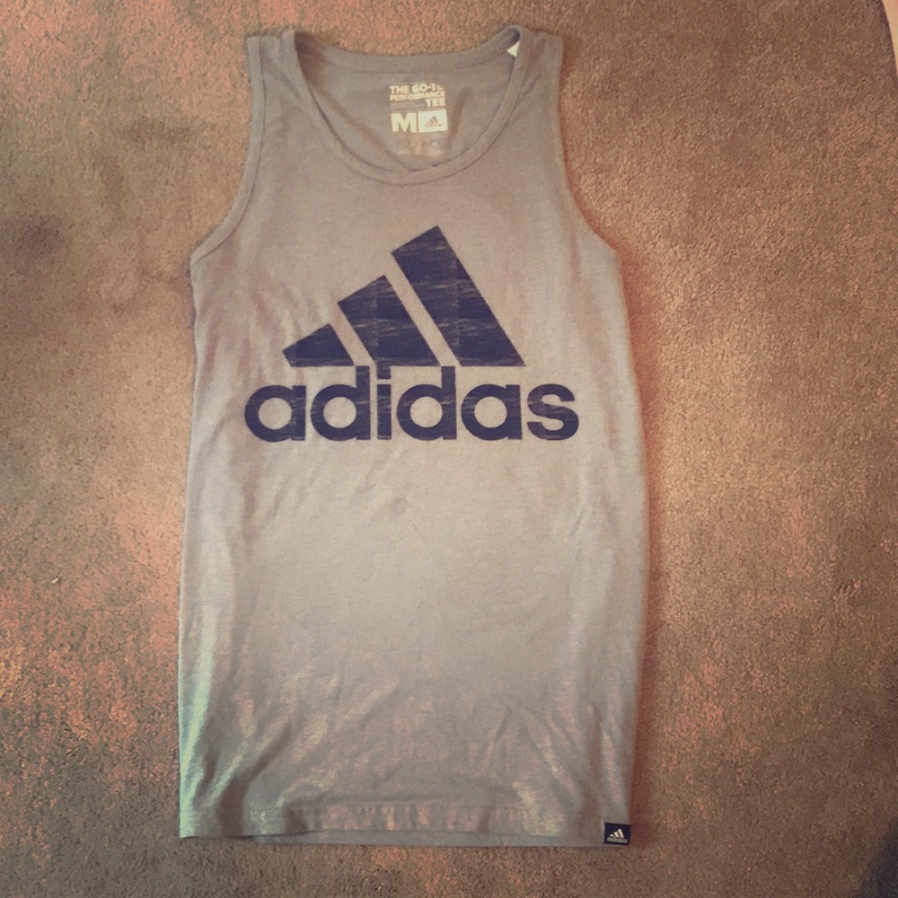 Adidas grey and black cotton tank top size Medium